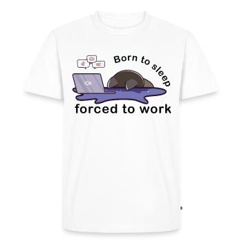 Né pour dormir forcé de travailler chat mignon travail - T-shirt Premium bio Homme - blanc - Devant - Nico (187cm)