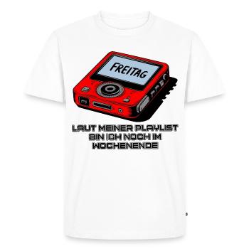 Playlist Wochenende - Männer Premium Bio T-Shirt - Weiß - Vorne - Nico (187cm)