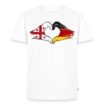 Géorgie Allemagne Drapeau Mains Coeur Forme utilisation - T-shirt Premium bio Homme - blanc - Devant - Nico (187cm)