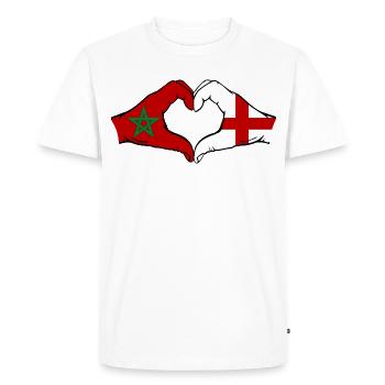 Maroc Angleterre Drapeau Mains Coeur Forme - T-shirt Premium bio Homme - blanc - Devant - Nico (187cm)
