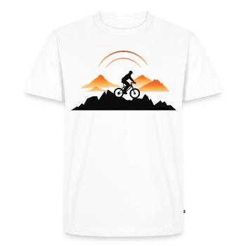 Dessin d’un cycliste de VTT - T-shirt Premium bio Homme - blanc - Devant - Nico (187cm)