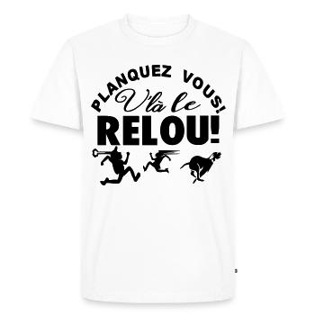 Planquez vous voilà le Relou  - T-shirt Premium bio Homme - blanc - Devant - Nico (187cm)