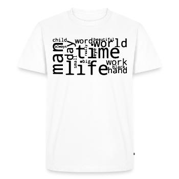 Nuage de mots anglais fréquents stylisé - T-shirt Premium bio Homme - blanc - Devant - Nico (187cm)