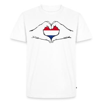 Drapeau hollandais coeur utilisé - T-shirt Premium bio Homme - blanc - Devant - Nico (187cm)