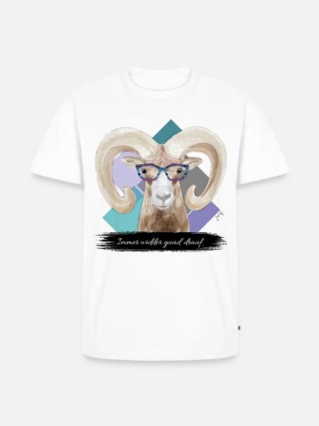 JvG Widder "Immer widder guad drauf." - Männer Premium Bio T-Shirt - Weiß