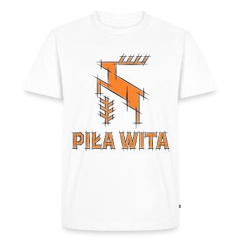 La ville de Piła est la bienvenue. Logo de cerf de dessin animé - T-shirt Premium bio Homme - blanc - Devant - Nico (187cm)