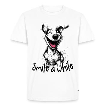 Smiling Dog – Motif de bonne humeur pour les fans de chiens - T-shirt Premium bio Homme - blanc - Devant - Nico (187cm)