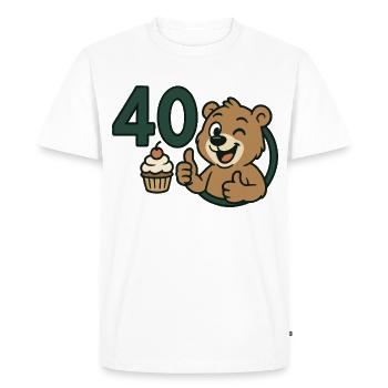 Fort comme un ours à 40 ans - T-shirt Premium bio Homme - blanc - Devant - Nico (187cm)