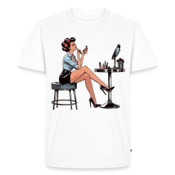 Femme Rockabilly Make Up Maquillage Rétro Cadeau - T-shirt Premium bio Homme - blanc - Devant - Nico (187cm)