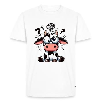 Drôle Vache Confuse Dessin Animé Yeux Écarquillés Maladroits - T-shirt Premium bio Homme - blanc - Devant - Nico (187cm)