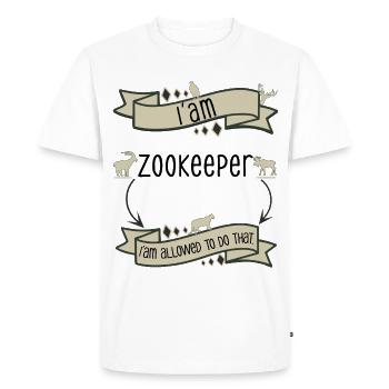 Je suis gardien de zoo, j’ai le droit de le faire. - T-shirt Premium bio Homme - blanc - Devant - Nico (187cm)
