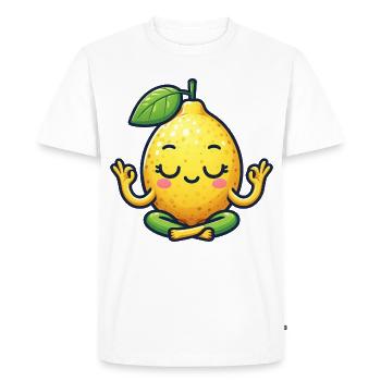 Funny Lemon Yoga Meditation Relaxation Chill - Men's Premium Organic T-Shirt - white - Front - Nico (187cm)