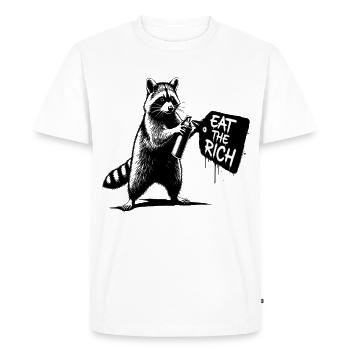 Pulvérisateur de raton laveur - EAT THE RICH - T-shirt Premium bio Homme - blanc - Devant - Nico (187cm)
