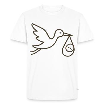 Cigogne avec bébé enfant - Arrivée minimale de bébé - T-shirt Premium bio Homme - blanc - Devant - Nico (187cm)