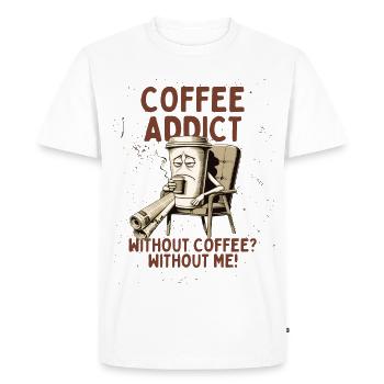 Accro au café – Sans café sans moi - T-shirt Premium bio Homme - blanc - Devant - Nico (187cm)
