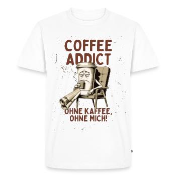 Accro au café – Sans café sans moi - T-shirt Premium bio Homme - blanc - Devant - Nico (187cm)
