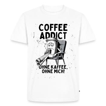 Accro au café – Sans café sans moi - T-shirt Premium bio Homme - blanc - Devant - Nico (187cm)