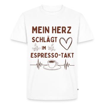 Espresso beat – heart with caffeine beat - Men's Premium Organic T-Shirt - white - Front - Nico (187cm)