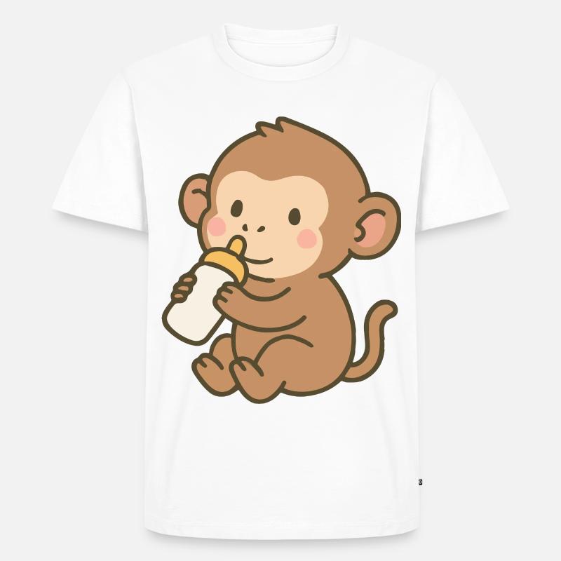 Fläschchen-Äffchen - Männer Premium Bio T-Shirt - Weiß