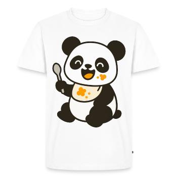 Nourrir avec le bébé panda – Des bonbons colorés - T-shirt Premium bio Homme - blanc - Devant - Nico (187cm)