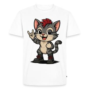 Punk Rock Chaton avec Bottes - T-shirt Premium bio Homme - blanc - Devant - Nico (187cm)