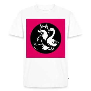 Renard et oie en amitié - T-shirt Premium bio Homme - blanc - Devant - Nico (187cm)