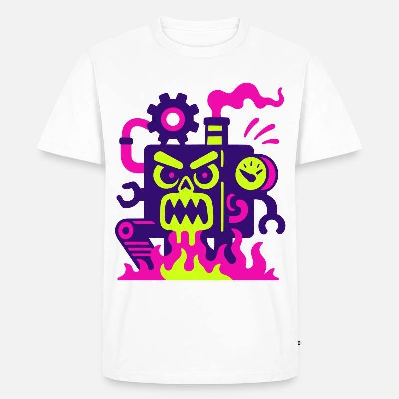 Monster Machine on Fire - Männer Premium Bio T-Shirt - Weiß