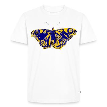 Papillon bleu-jaune – symbole de légèreté - T-shirt Premium bio Homme - blanc - Devant - Nico (187cm)