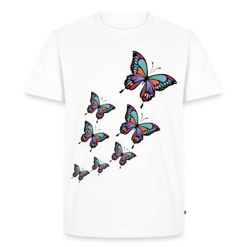 Papillons colorés. - T-shirt Premium bio Homme - blanc - Devant - Nico (187cm)
