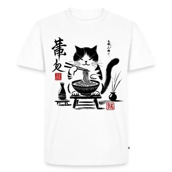 Élégante calligraphie traditionnelle au pinceau à l’encre - T-shirt Premium bio Homme - blanc - Devant - Nico (187cm)