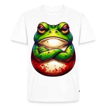 Grenouille - Bras croisés - Non - Mauvaise humeur - T-shirt Premium bio Homme - blanc - Devant - Nico (187cm)