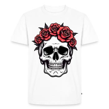 Crâne Couronne Rose - T-shirt Premium bio Homme - blanc - Devant - Nico (187cm)