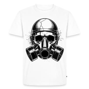 Masque à gaz Crâne – Crâne avec masque à gaz - T-shirt Premium bio Homme - blanc - Devant - Nico (187cm)