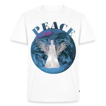 Paix sur Terre avec la protection des anges - T-shirt Premium bio Homme - blanc - Devant - Nico (187cm)