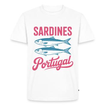 Sardines colorées Portugal Illustration - T-shirt Premium bio Homme - blanc - Devant - Nico (187cm)