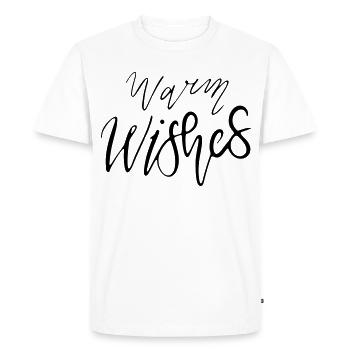 Warm Wishes – Lettrage à la main Design multicolore Var - T-shirt Premium bio Homme - blanc - Devant - Nico (187cm)
