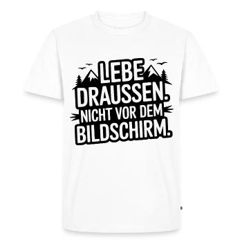 Lebe Draussen Nicht Vor Dem Bildschirm - Männer Premium Bio T-Shirt - Weiß - Vorne - Nico (187cm)