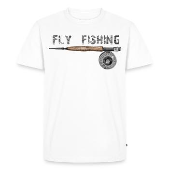 Pêche à la mouche - T-shirt Premium bio Homme - blanc - Devant - Nico (187cm)