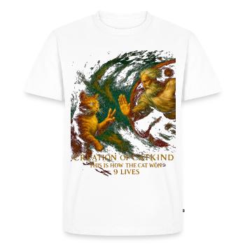 Cosmic Cat Creation T-Shirt Design - Men's Premium Organic T-Shirt - white - Front - Nico (187cm)