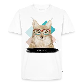 JvG Luchs "Luchsurious!" - Men's Premium Organic T-Shirt - white - Front - Nico (187cm)