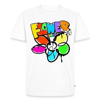 Flower Power Fleur Enfant Monde Paix Graffit - T-shirt Premium bio Homme - blanc - Devant - Nico (187cm)