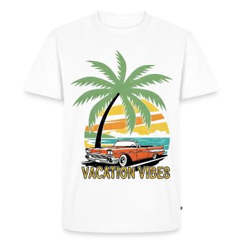 Ciel tropical et voiture vintage - T-shirt Premium bio Homme - blanc - Devant - Nico (187cm)