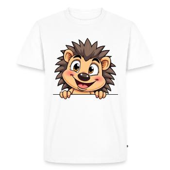 Cute hedgehog peeking out: cartoon animal illustration - Men's Premium Organic T-Shirt - white - Front - Nico (187cm)