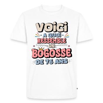 Design Humor Anniversaire 76 Ans - T-shirt Premium bio Homme - blanc - Devant - Nico (187cm)