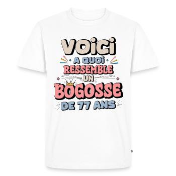 77th Birthday Humor - Men's Premium Organic T-Shirt - white - Front - Nico (187cm)