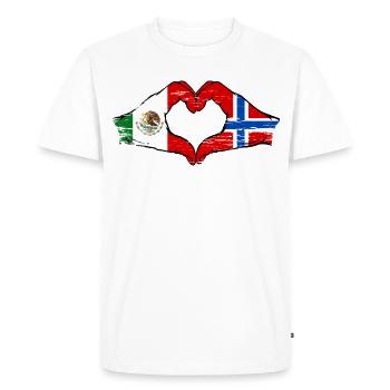 Drapeau du Mexique et de la Norvège en forme de cœur - T-shirt Premium bio Homme - blanc - Devant - Nico (187cm)