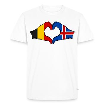 Belgium Iceland Flag Hands Heart Shape - Men's Premium Organic T-Shirt - white - Front - Nico (187cm)