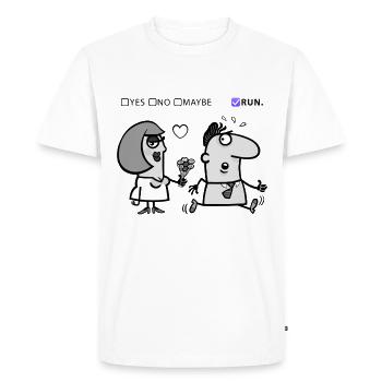 Love or Flight – Quirky Humor Design - Men's Premium Organic T-Shirt - white - Front - Nico (187cm)