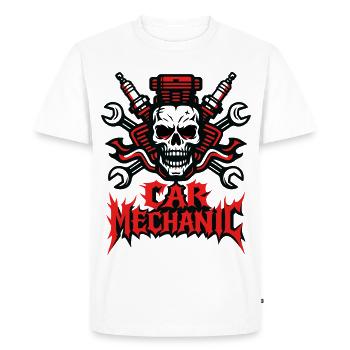 Mécanique automobile Heavy Metal - T-shirt Premium bio Homme - blanc - Devant - Nico (187cm)