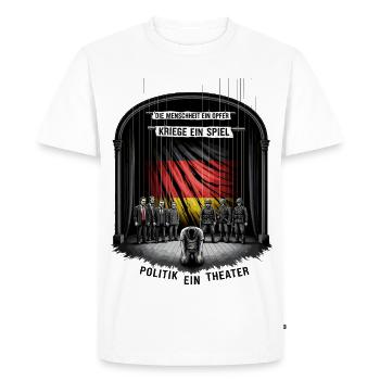 La politique, un théâtre - T-shirt Premium bio Homme - blanc - Devant - Nico (187cm)
